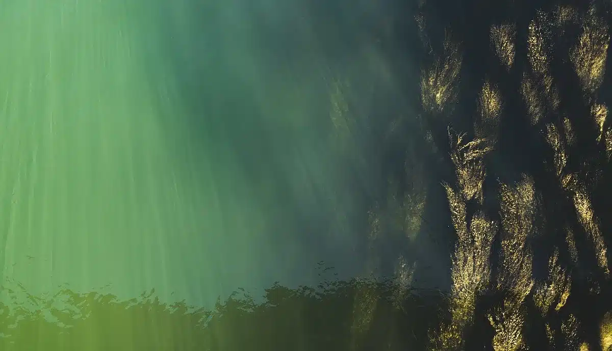 Marcador de nivel de agua en un embalse mostrando capacidad actual